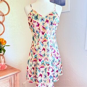 Vintage 90s Butterfly Silky Satin Slip Mini Dress